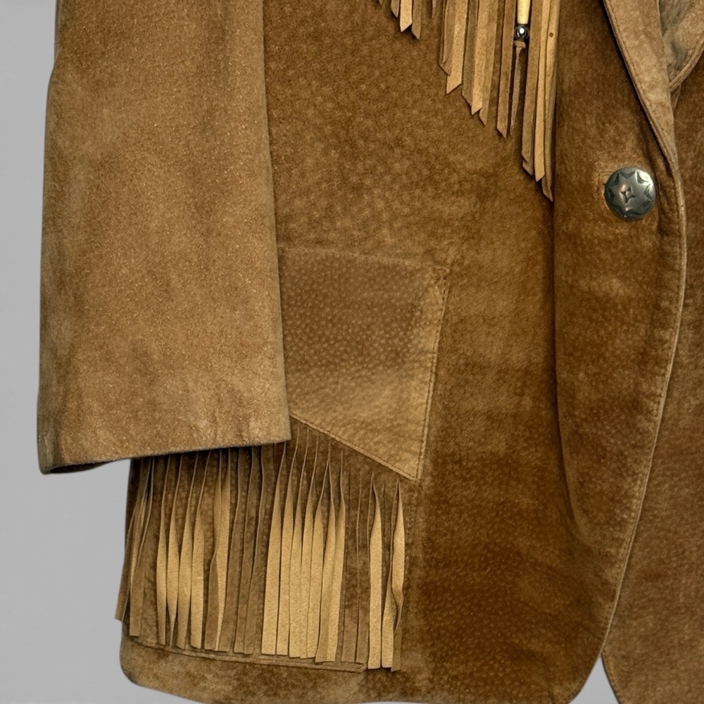 PATRICIA WOLF Suede Fringe Jacket Hand Painted Western Cowgirl Boho Luxe XL - Picture 6 of 14